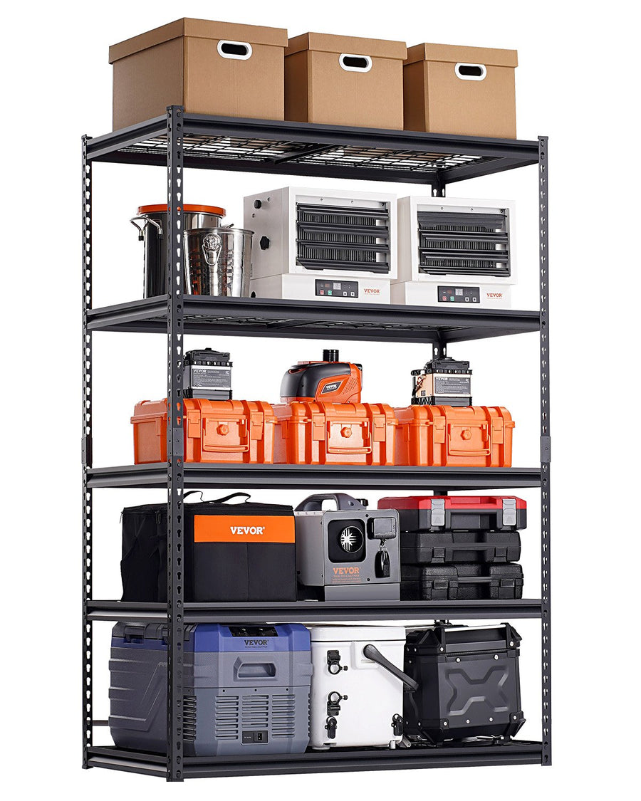 Lagerregale, 1361kg, 5-stufiges Schwerlastregal Für Garage, 609,6x1219,2x1828,8mm, Verstellbare Steckregale Für Industrieregale, Allzweckregal, Kellerregal Für Küche, Lager, Keller, Schwarz