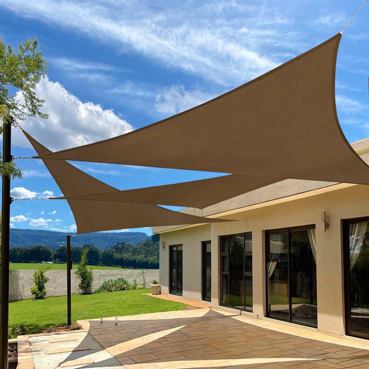 Prohibited From Sale On Amazon XISHAN 10'X10'X14' Dark Grey,Mocha,Sand,Light Grey HDPE Sunshade Sail, 160 Grams