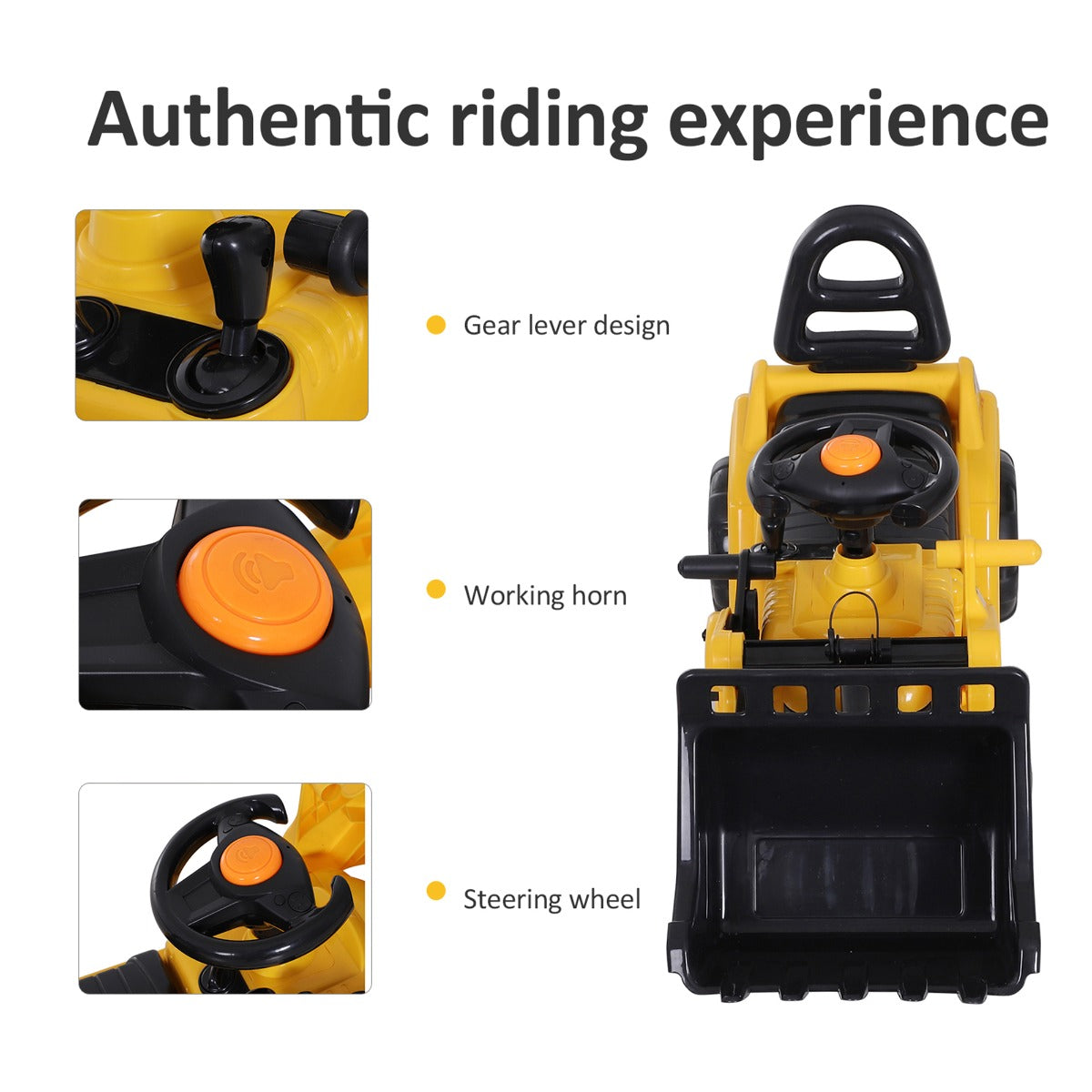 1 Ride On Toy Bulldozer Digger Tractor Pulling Cart Pretend Play Construction Truck
