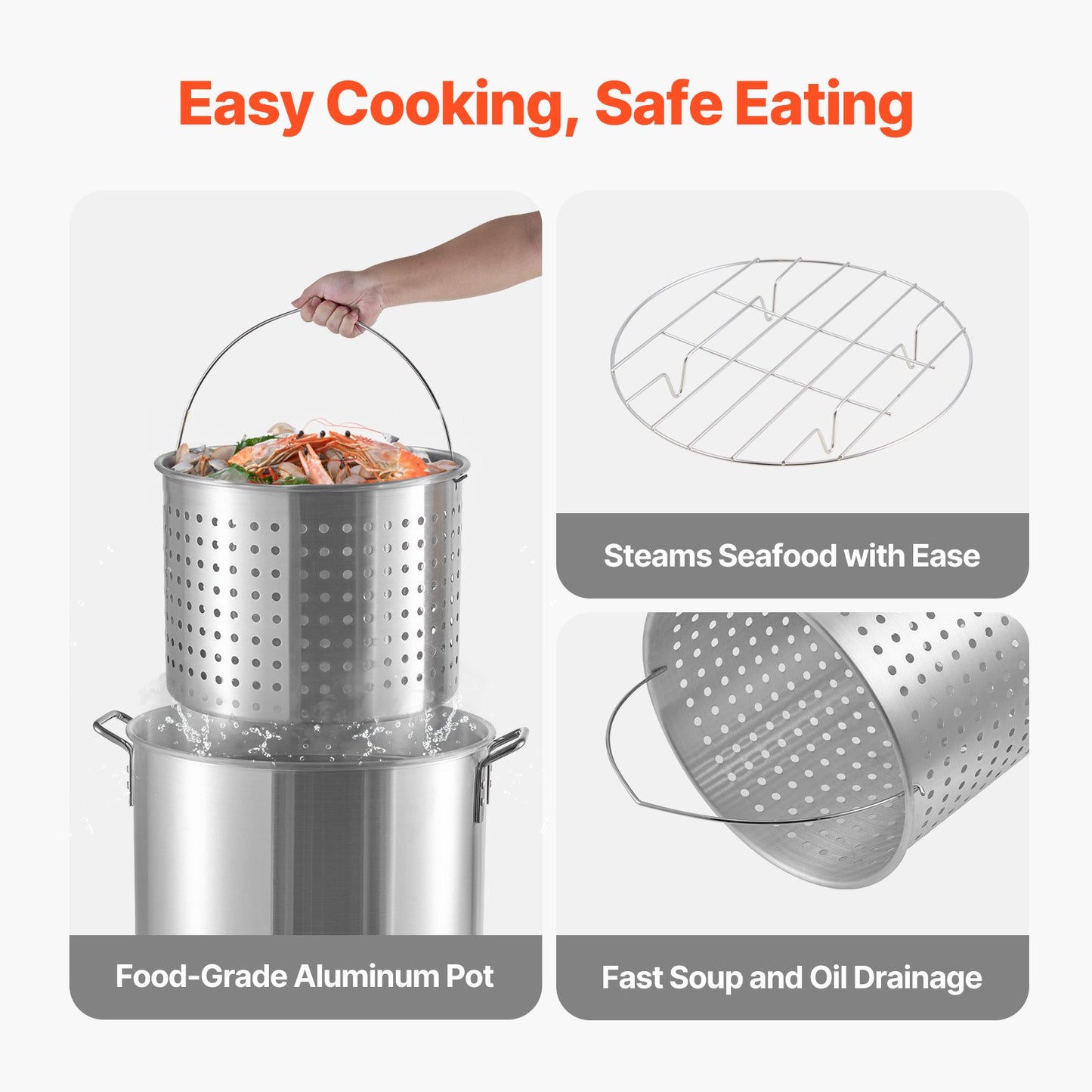 100 Qt Seafood Boiling Kit With Strainer Outdoor Crab Crawfish Cooking Pot