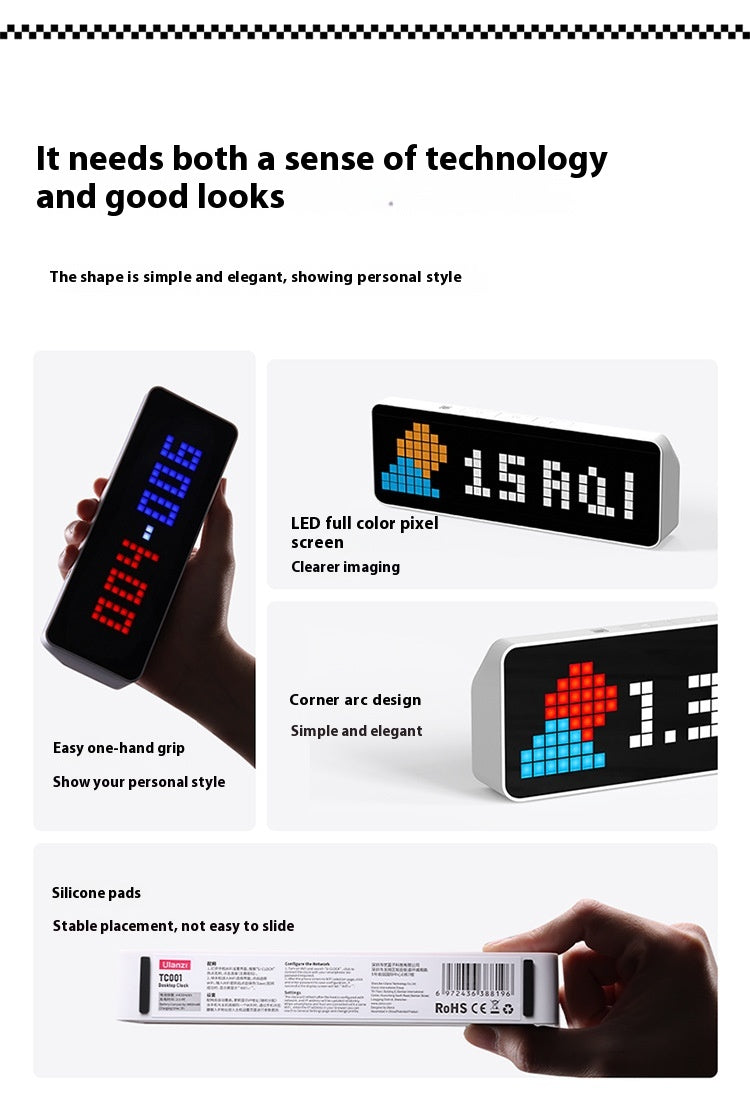 Self-media Blogger Multi-functional Desktop Clock Pixels