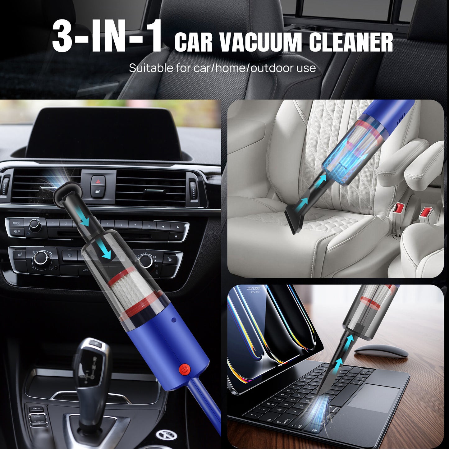 Cordless Handheld Car Vacuum Cleaner Wet Dry Powerful Strong Suction Cleaning UK