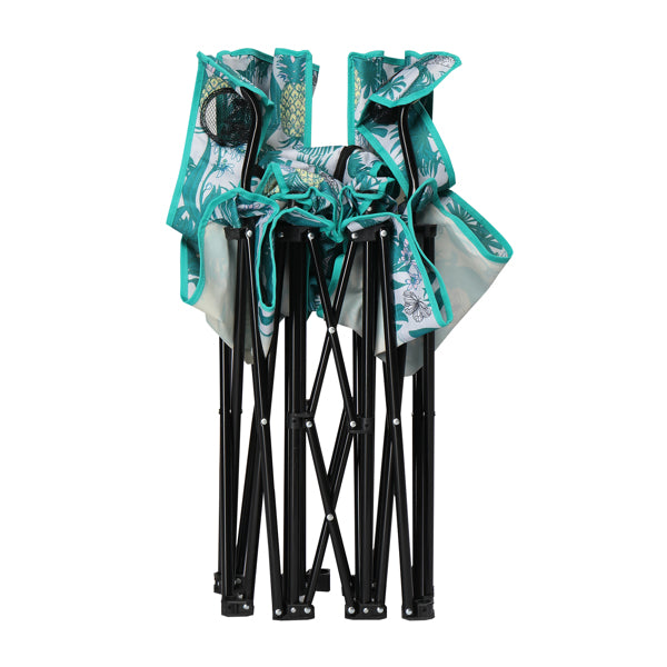 Pineapple Pattern Fishing Chair Iron Bracket Oxford Cloth 85kg With Sun Umbrella