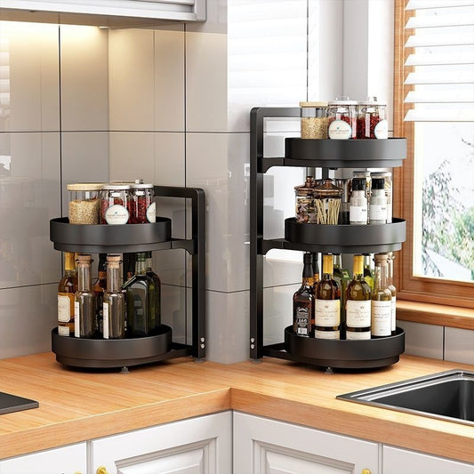 Kitchen Countertop Multi-function Rotating Seasoning Product Storage Rack