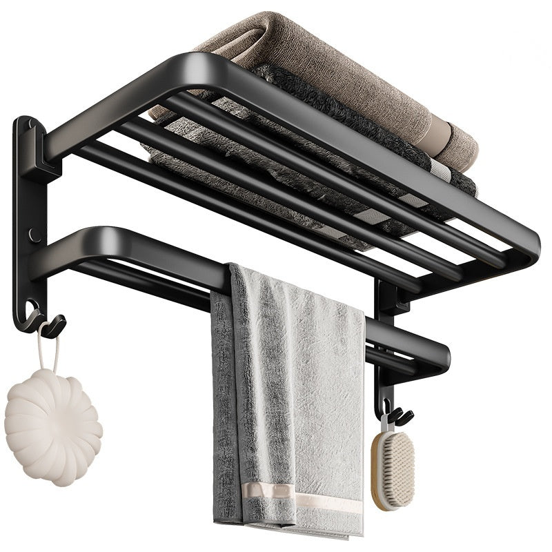 No-drill Bathroom Shelf Space Aluminum Towel Rack Storage Towel Holder Bathroom Hardware Accessory