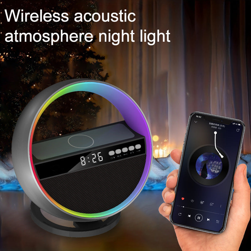 New Multifunction RGB Night Light Wireless Charger Bluetooth-compatible Speaker Large G Ambience Light Home Decor