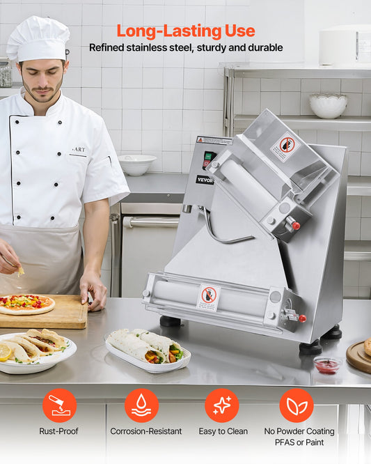 14 Inch Pizza Dough Roller Sheeter Automatic Commercial Pizza Dough Press 370W