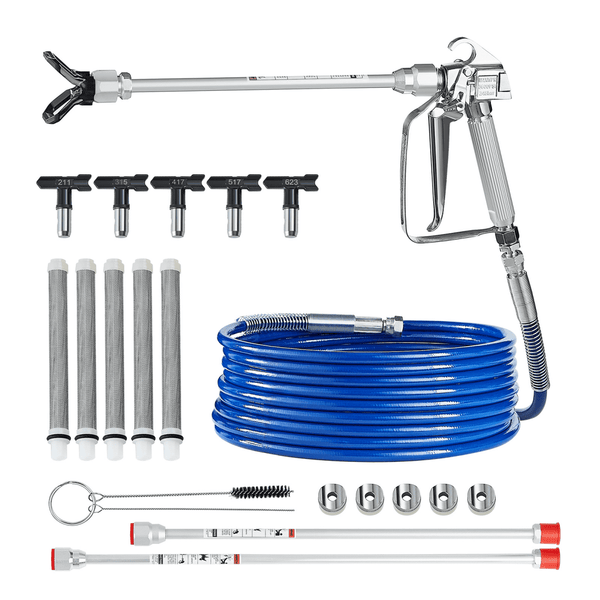 Airless Farbspritzpistole Und Schlauch Set, 3600 PSI Farbspritzschlauch-Set Mit 5 Spitzen, 211, 315, 417, 517, 623, Airless-Spritzpistolen-Set Mit Filtern, Schlauch Und Verlängerungsstangen