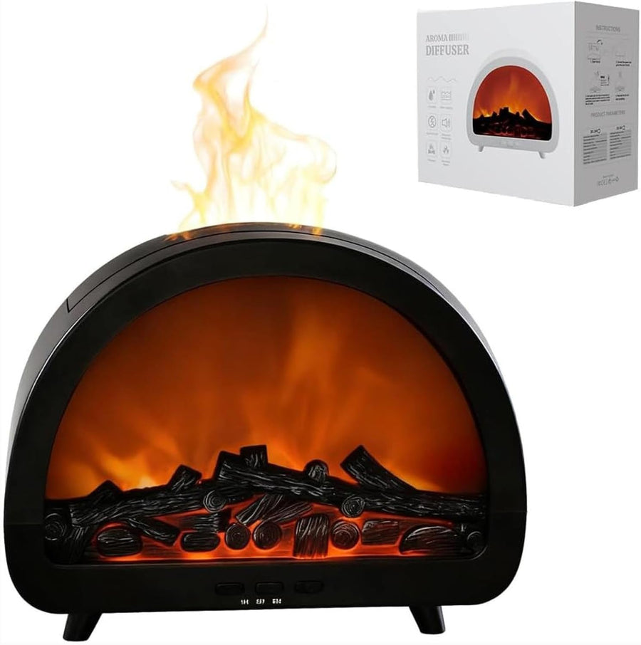 Portable Humidifier, Large Mist Volume, Fireplace Flame Aromatherapy Machine, Home Office Desk Essential Oil Automatic Fragrance Diffuser