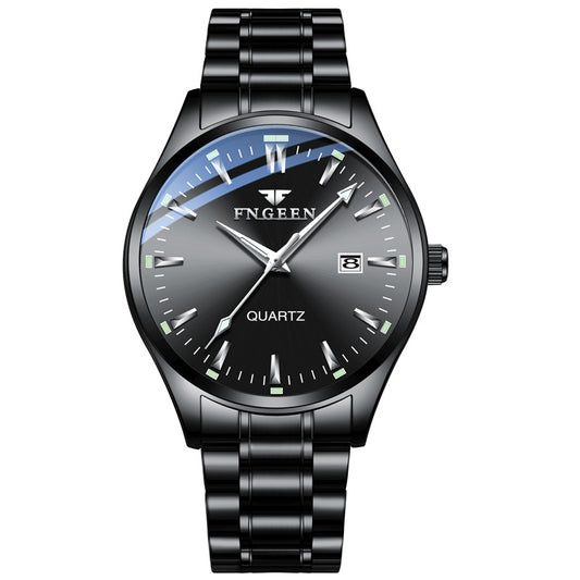 New Concept Korean Style Trendy Student Watches Men's Quartz Black Calendar Internet Celebrity Ultra-thin Waterproof Men's Watch