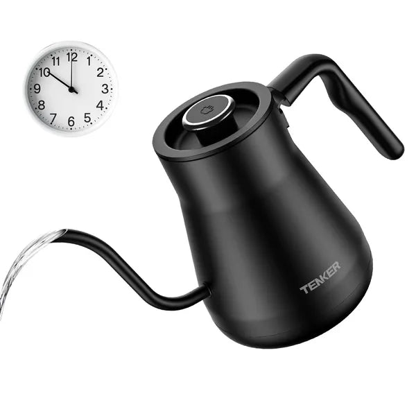 Electric Gooseneck Kettle Temperature Control Pour-Over Tea Kettle For Coffee Brewing;  Stainless Steel Inner;  1300W Rapid Heating; Water Boiling Kettle Black
