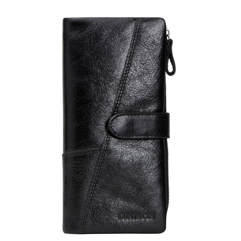 Black Angel Factory Supply Fashion Splicing Long Leather Men's Wallet