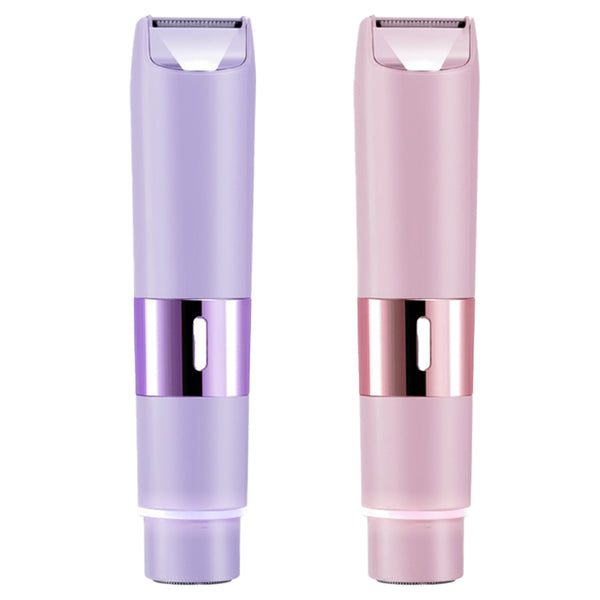 1Pc 2 In 1 Bikini Trimmer For Women Dual Head Cordless Body Shaver IPX5 Waterproof Rechargeable Pubic Hair Razor Wet And Dry Use For Bikini Underarm Leg Arm Body Face