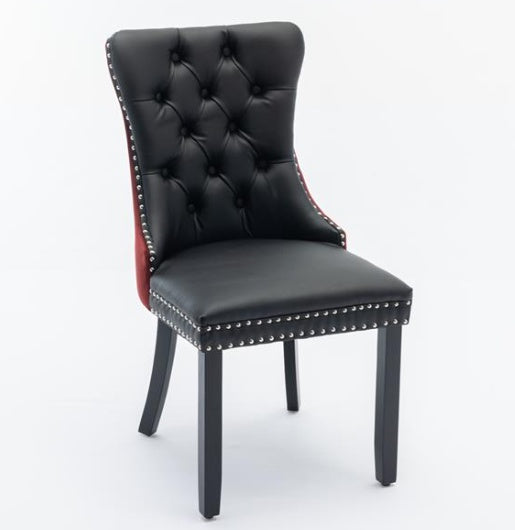 Furniture Collection, Modern High-End Tufted Solid Wood Contemporary PU & Velvet Upholstered Dining Chair-2 Piece Set
