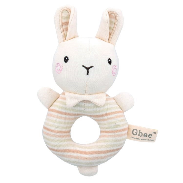 Baby Rattle Plush Early Education Animal Toy Round Rattle Stick Baby Soothing Toy