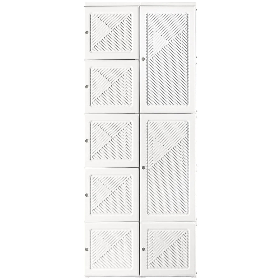 Portable Wardrobe Closet, Folding Bedroom Wardrobe, Clothes Storage Organizer with Cube Compartments, White