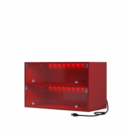 Red Glass Door Shoe Box Shoe Storage Cabinet For Sneakers With RGB LED Light - Single