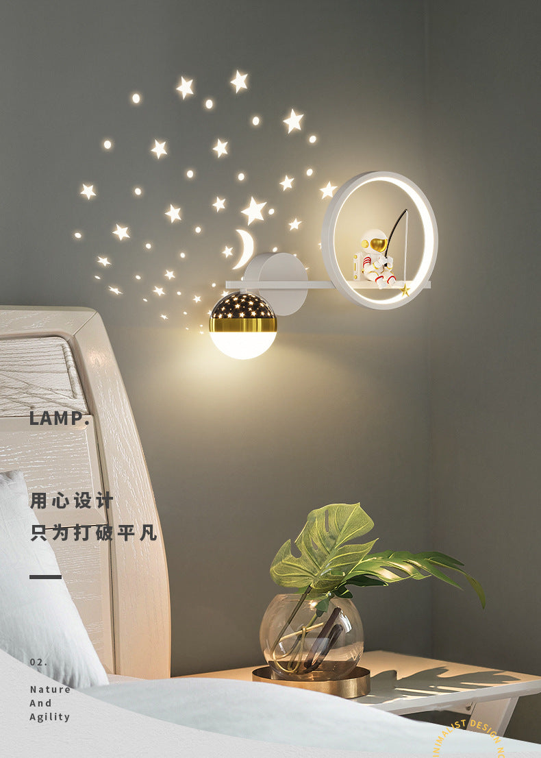 Children's Room Aisle Cartoon Astronaut Star Sky Ball Bedroom Bedside Lamp