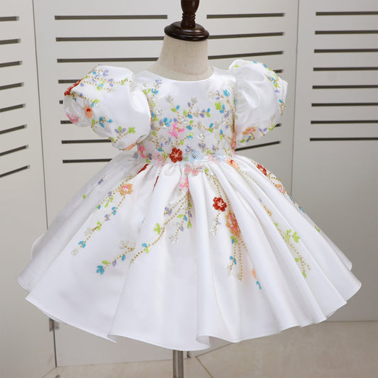 Girls' Versatile Leisure Handmade Applique Luxury Party Dress