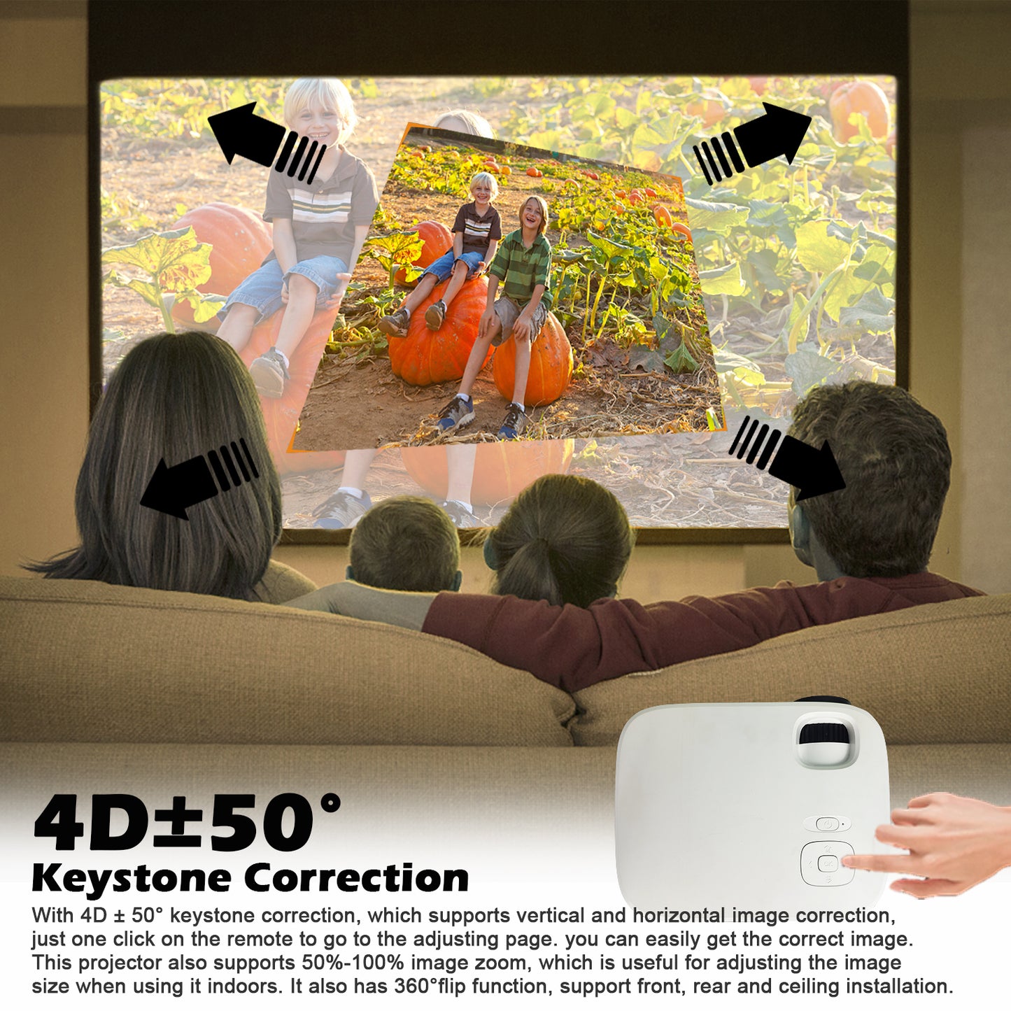 4K 5G Bluetooth Projector  4D Keystone Correction Native 1080P Full HD Outdoor Movie Projector For Smart Phone Laptop PC DVD TV PS4