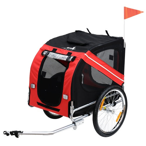 Aosom Dog Bike Trailer Pet Cart Bicycle Wagon Cargo Carrier Attachment For Travel With 3 Entrances Large Wheels For Off-Road & Mesh Screen