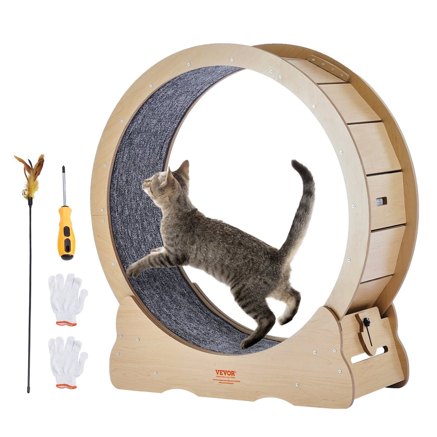 Katzenlaufrad, Großes Katzenlaufband Für Hauskatzen, 91 Cm Katzenlaufrad Mit Abnehmbarem Teppich Und Katzenangel Zum Laufen/Gehen/Trainieren,  Geeignet Für Die Meisten Katzen Bis 6 Kg