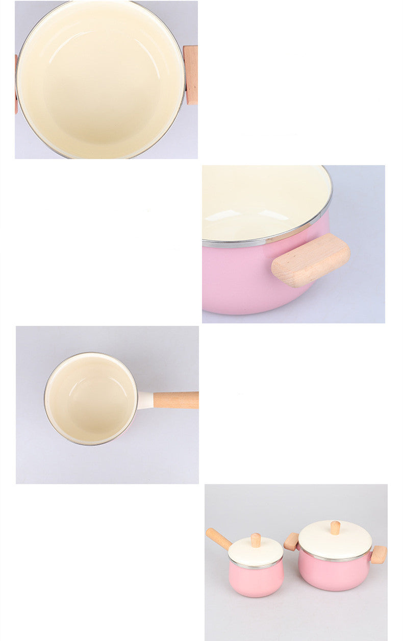 Japanese Enamel Soup Baby Food Supplement Milk Pot