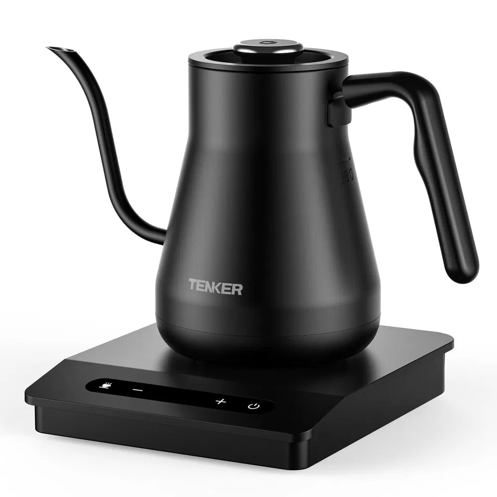 Electric Gooseneck Kettle Temperature Control Pour-Over Tea Kettle For Coffee Brewing;  Stainless Steel Inner;  1300W Rapid Heating; Water Boiling Kettle Black