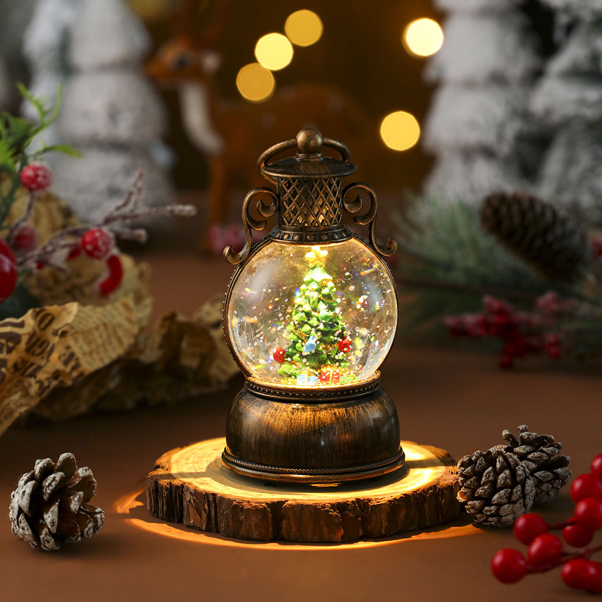 USB Music Snowflake Christmas Light Resin Ornament Christmas