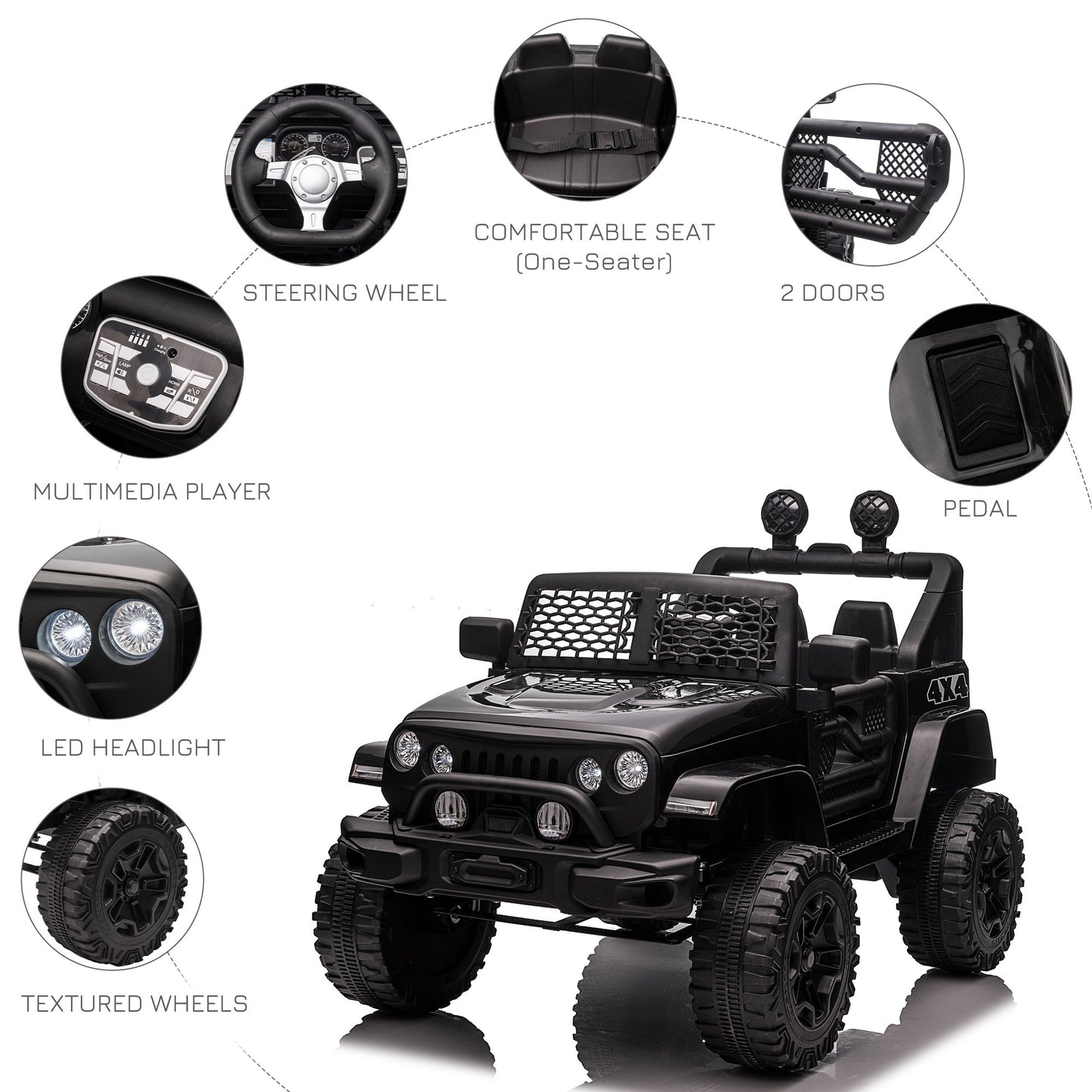 12V Battery Powered Kids Ride On Car Off Road Truck Toy w/ Parent Remote