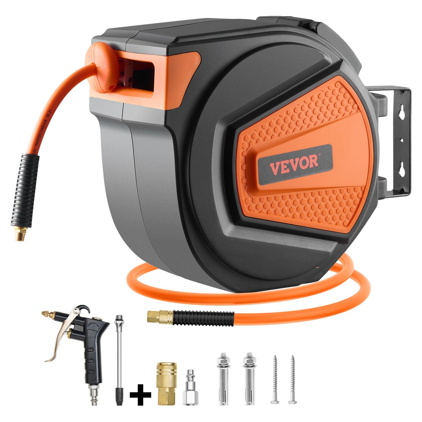 Retractable Air Hose Reel  Hybrid Enclosed Air Hose 300 PSI