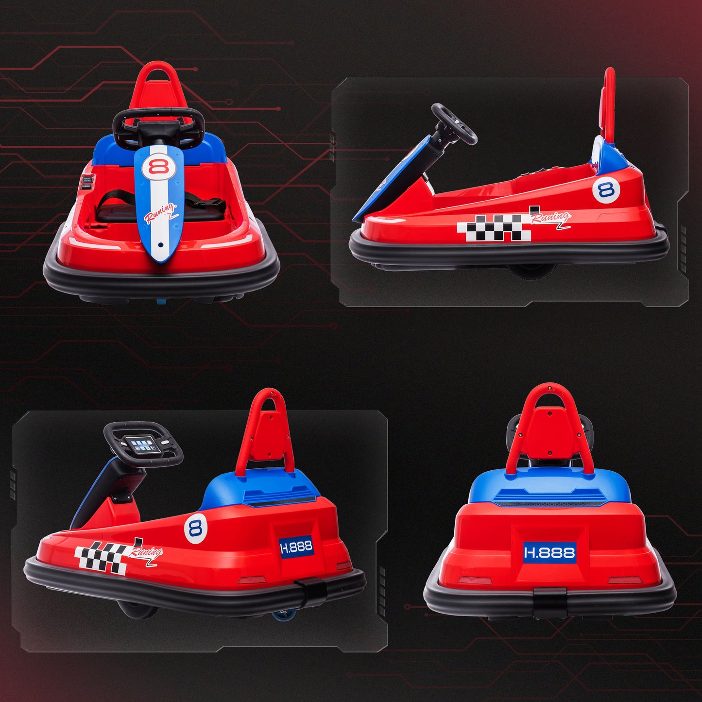 Bumper Car for Kids, 360° Rotation 6V Electric Ride On Bumper, Red