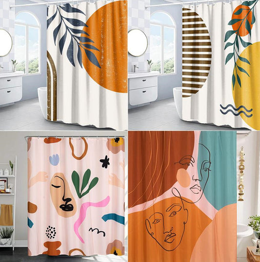 Nordic Abstract Morandi Solid Curtain