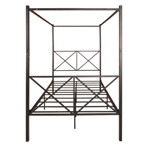 Metal Canopy Bed Frame, Platform Bed Frame With X Shaped Frame Full Black