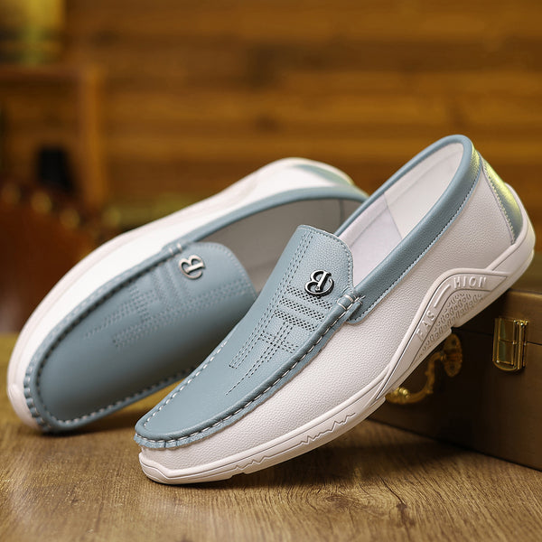 Men's Color-Blocked Loafers, Slip-On Casual Leather Shoes, Breathable And Lightweight Lazy Shoes For Men, Cross-Border Wholesale