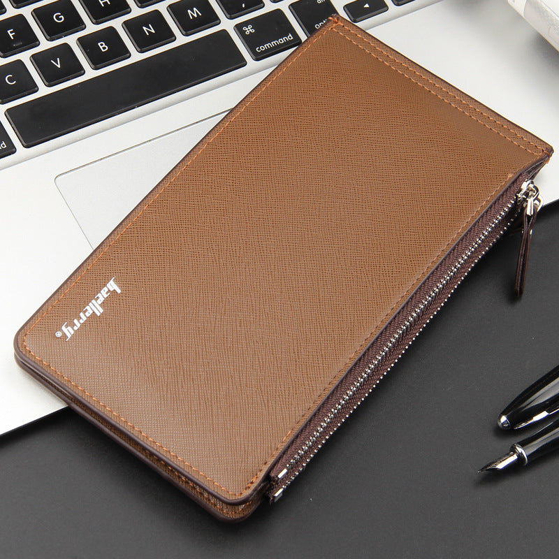 Baellerry Casual Multiple Card Slots Long Men's Wallet Cross Pattern Multifunctional