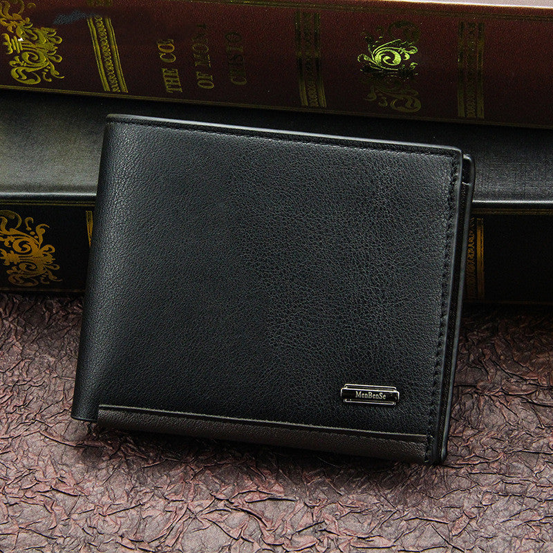 Men's Short Business Horizontal Tri-fold Bag Wallet
