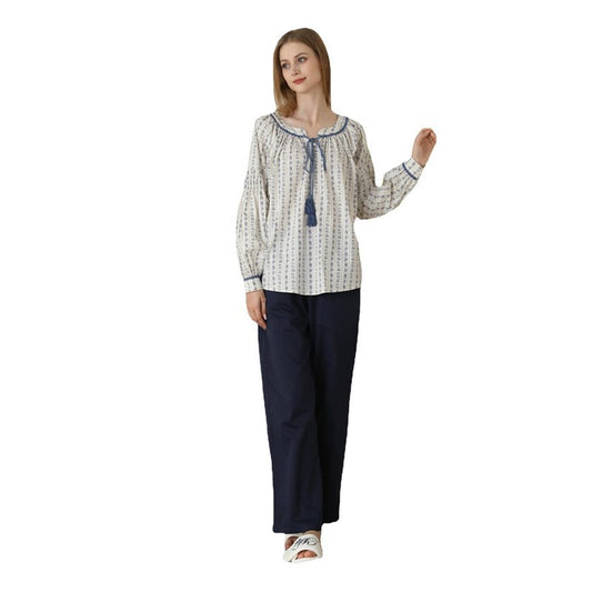 Pyjamas Female Korean Version Stripes Solid Color Simple Wind Comfortable Long Sleeve Set Cotton Home Wear Can Be Worn