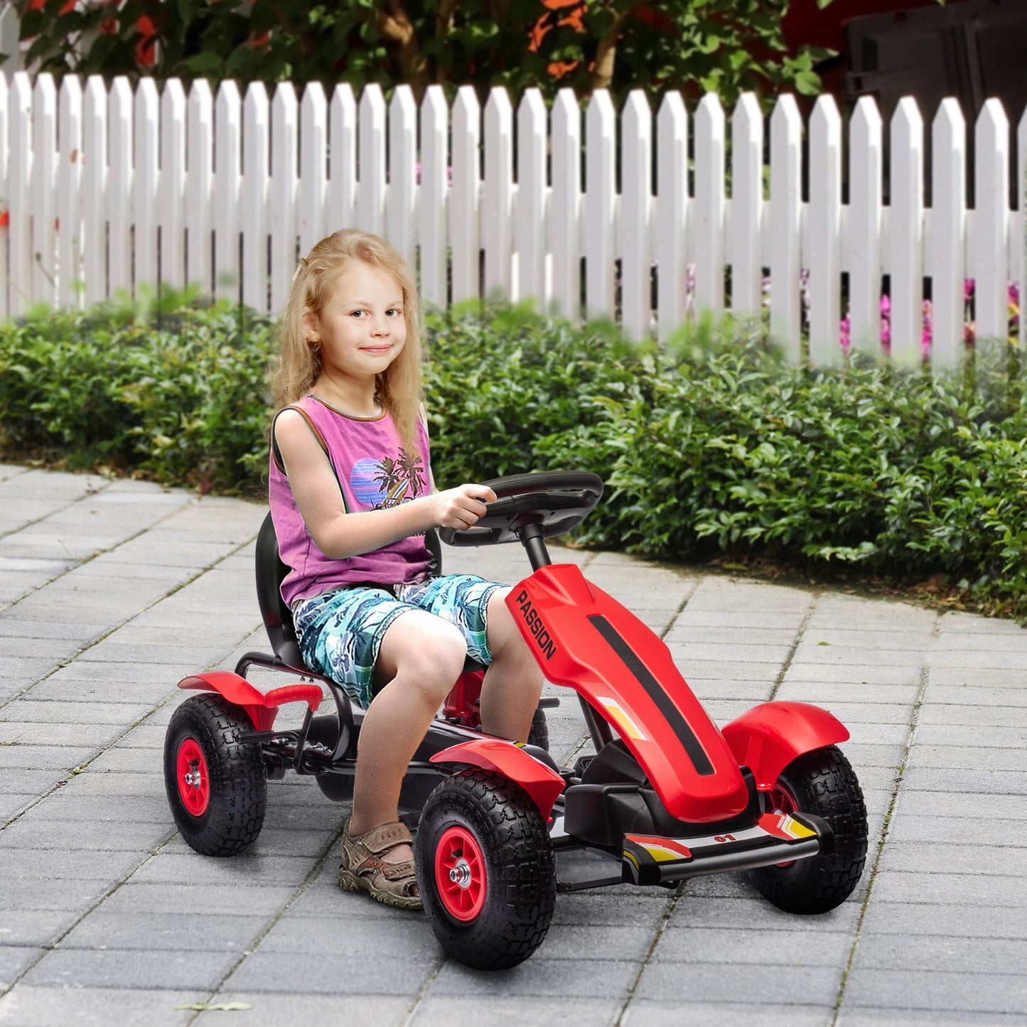 Kids Pedal Go Kart W/ Adjustable Seat