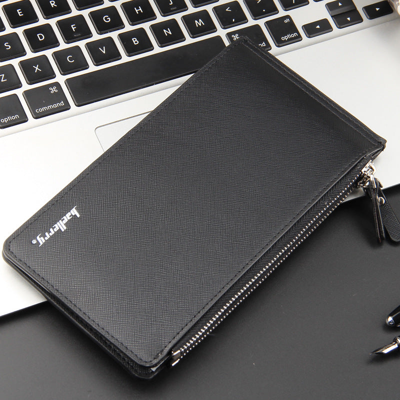 Baellerry Casual Multiple Card Slots Long Men's Wallet Cross Pattern Multifunctional