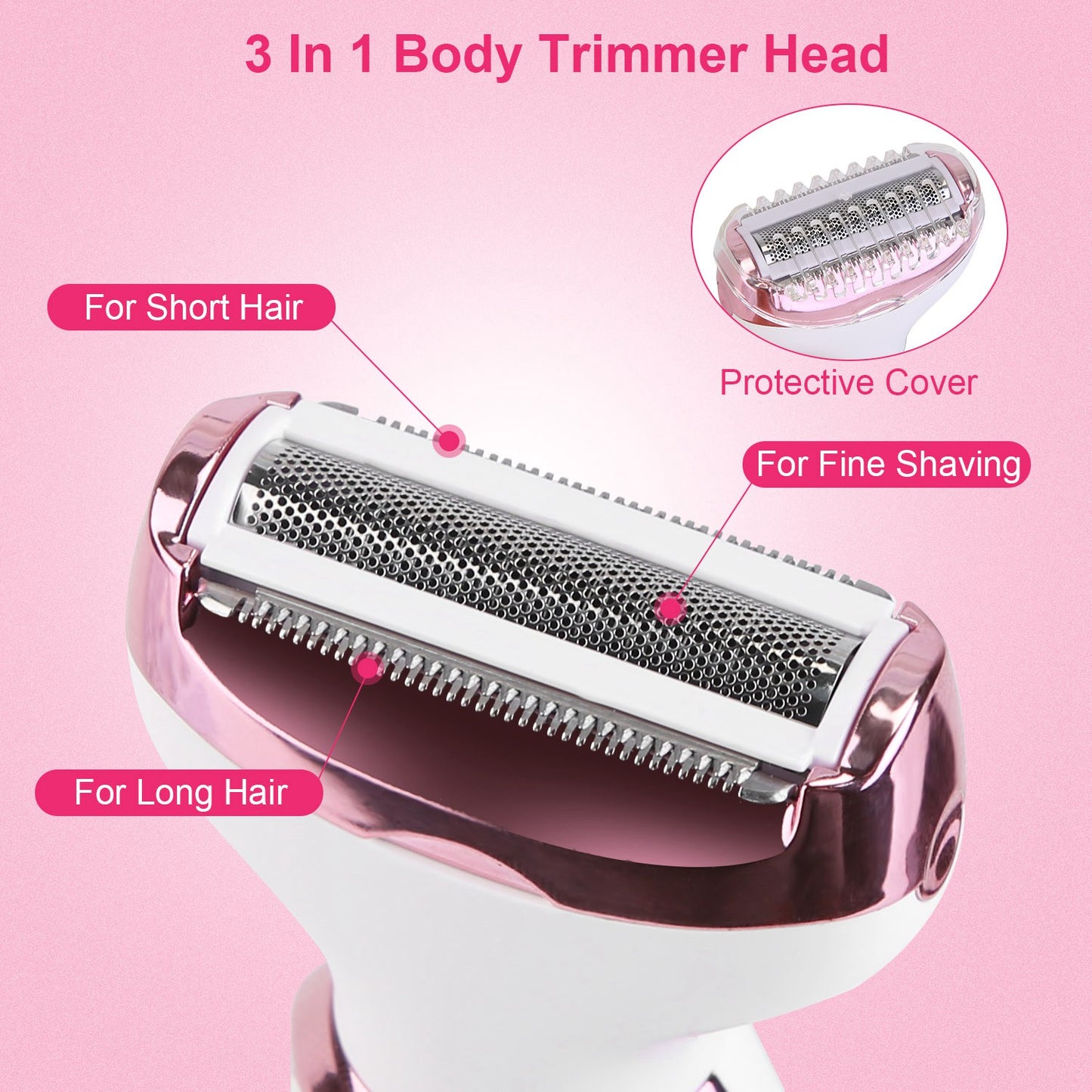 1Pc 4 In 1 Electric Razor For Women Painless Grooming Kit Rechargeable Eyebrow Nose Hair Pubic Hair Bikini Trimmer Face Shaver