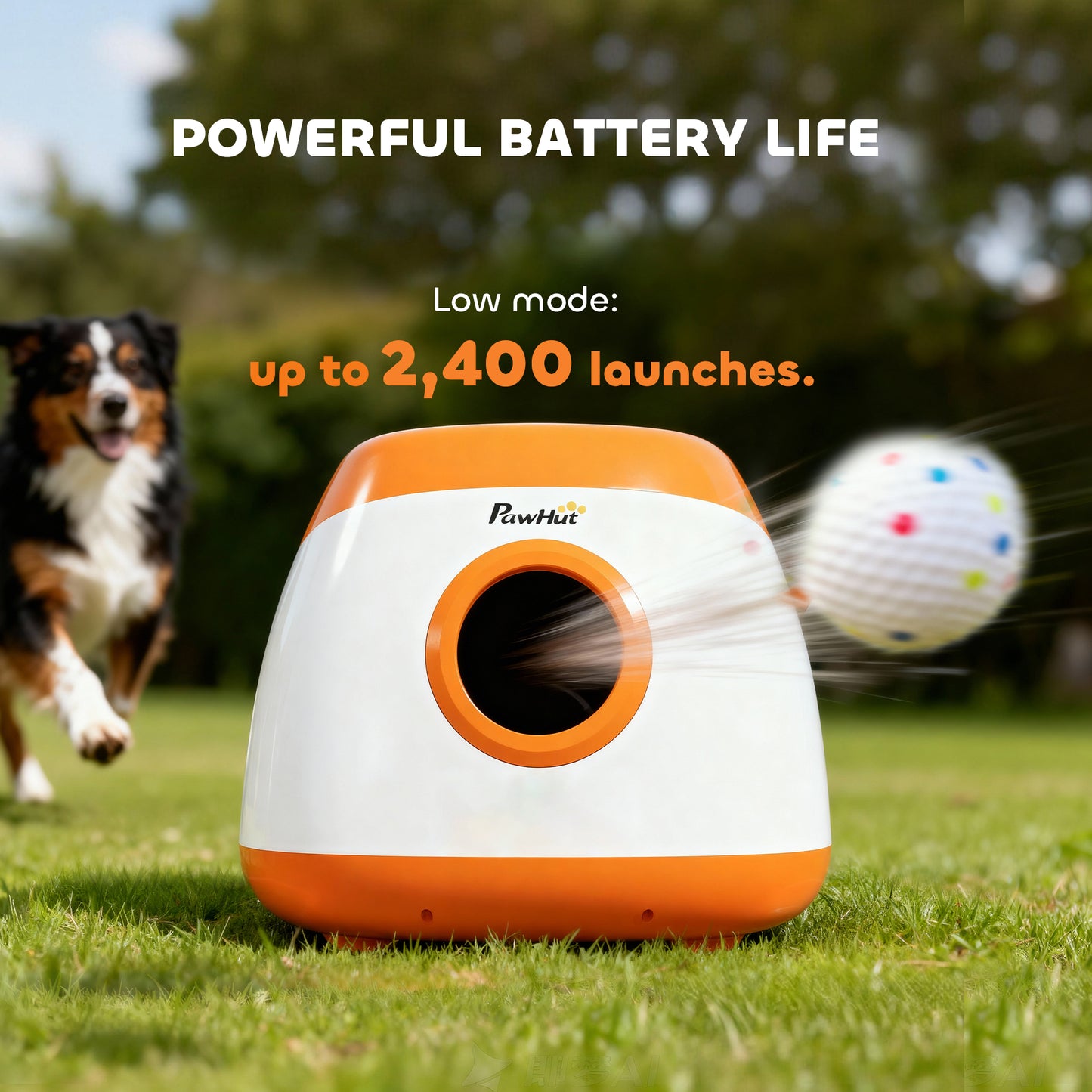 Automatic Dog Ball Launcher with 26-79 FT Distance, Automatic Ball Launcher for Medium and Large Dogs, Orange