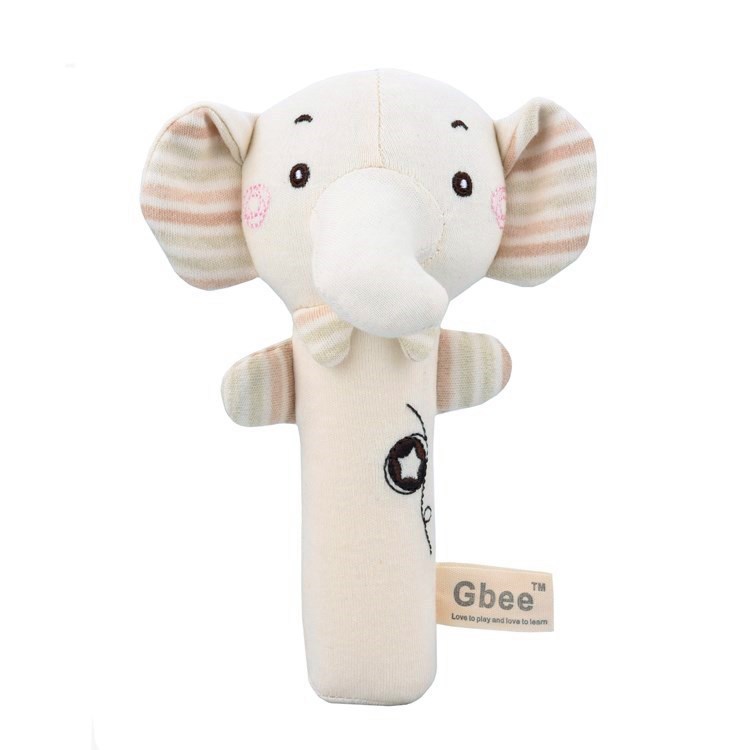 Baby Rattle Plush Early Education Animal Toy Round Rattle Stick Baby Soothing Toy